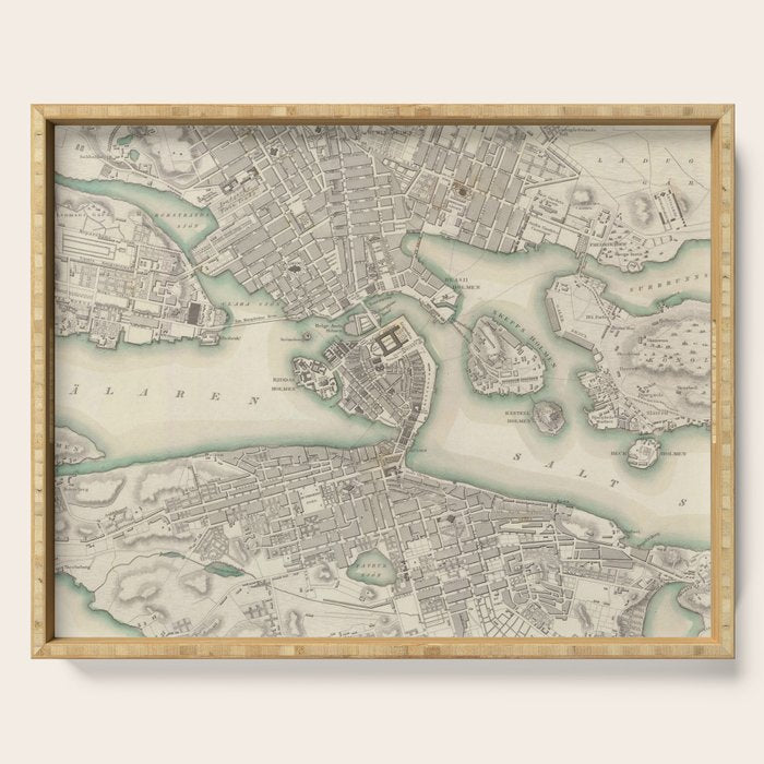 Vintage Map of Stockholm Sweden (1838) Serving Tray Gallery Image 1