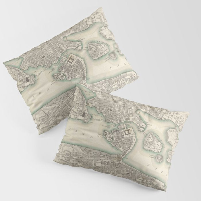 Vintage Map of Stockholm Sweden (1838) Pillow Sham Gallery Image 3