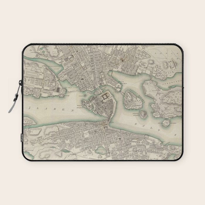 Vintage Map of Stockholm Sweden (1838) Laptop Sleeve Gallery Image 1