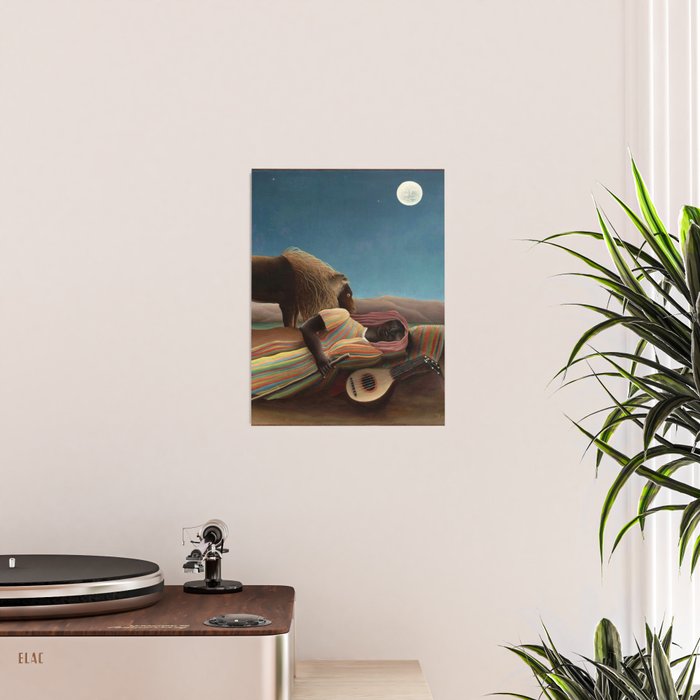 'The Sleeping Gypsy' Lion and Moon While Sleeping in the Desert by Henri Rousseau Poster Gallery Image 2