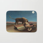 'The Sleeping Gypsy' Lion and Moon While Sleeping in the Desert by Henri Rousseau Bath Mat Gallery Image 1