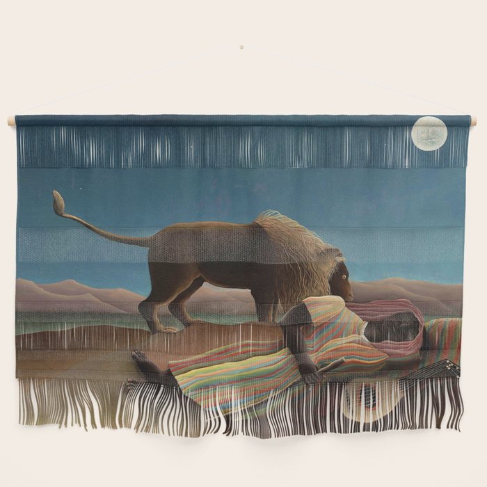 'The Sleeping Gypsy' Lion and Moon While Sleeping in the Desert by Henri Rousseau Wall Hanging Gallery Image 1