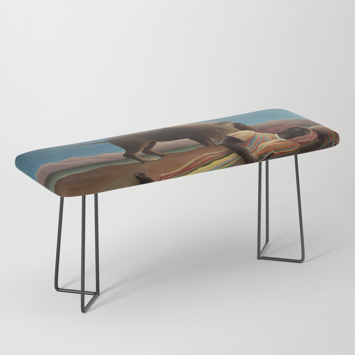 'The Sleeping Gypsy' Lion and Moon While Sleeping in the Desert by Henri Rousseau Bench Gallery Image 1