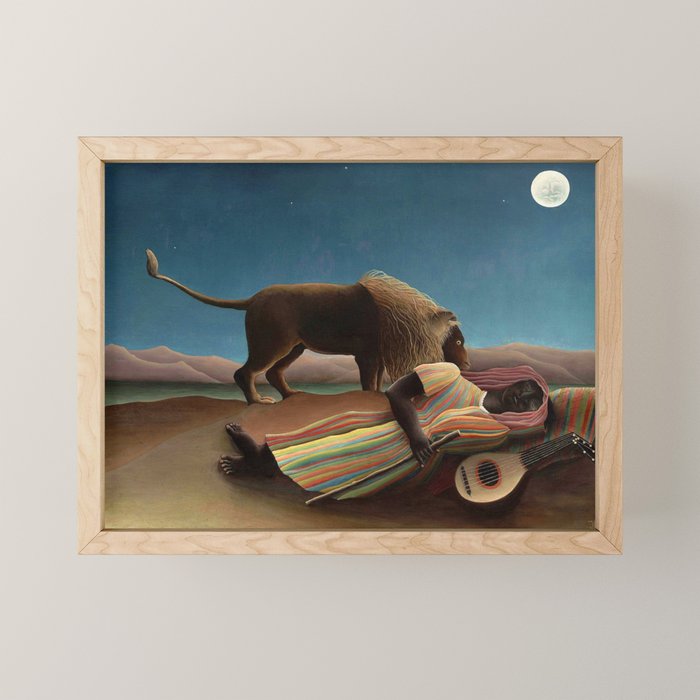 'The Sleeping Gypsy' Lion and Moon While Sleeping in the Desert by Henri Rousseau Mini Art Print Gallery Image 1
