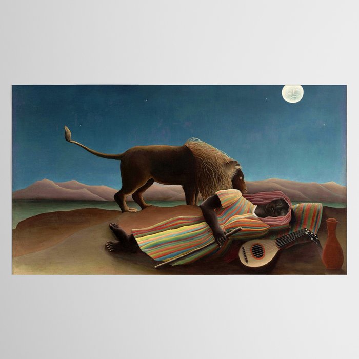 'The Sleeping Gypsy' Lion and Moon While Sleeping in the Desert by Henri Rousseau Tablecloth Gallery Image 2