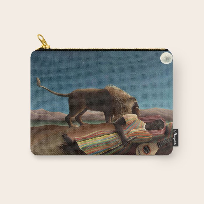 'The Sleeping Gypsy' Lion and Moon While Sleeping in the Desert by Henri Rousseau Carry All Pouch Gallery Image 1