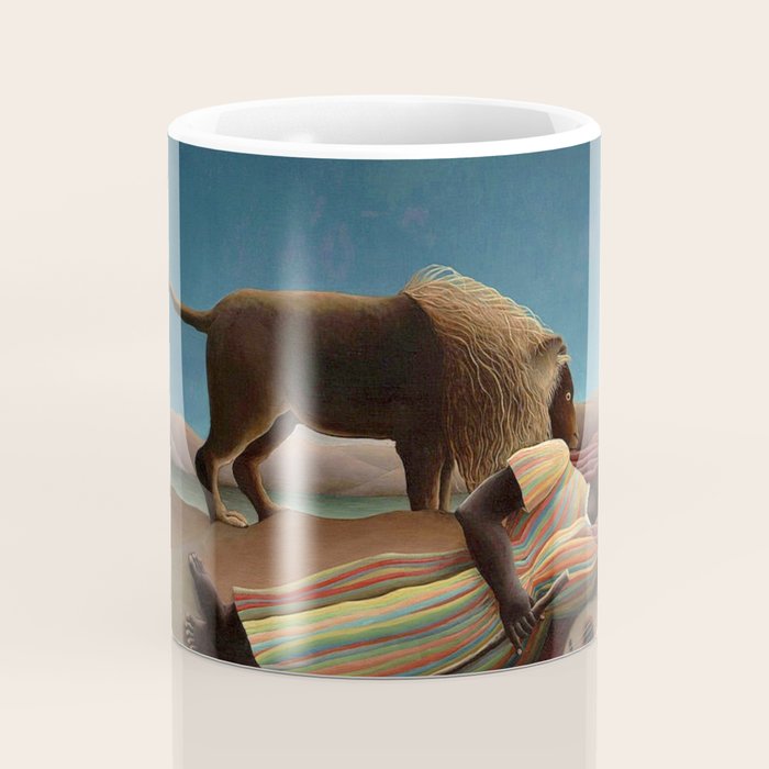 'The Sleeping Gypsy' Lion and Moon While Sleeping in the Desert by Henri Rousseau Coffee Mug Gallery Image 4