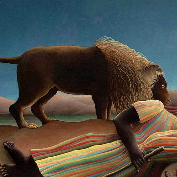 'The Sleeping Gypsy' Lion and Moon While Sleeping in the Desert by Henri Rousseau Coffee Mug Gallery Image 2