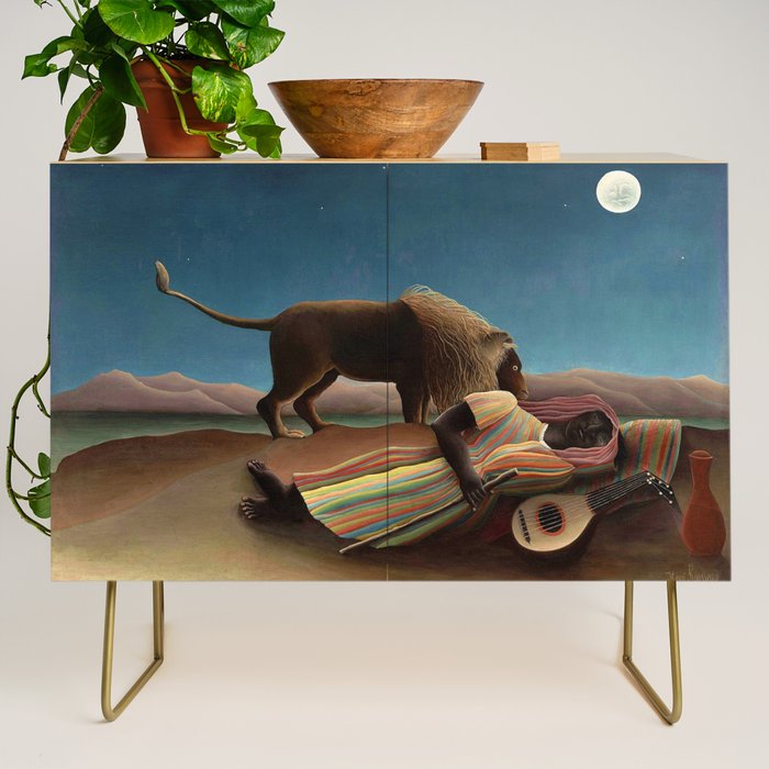 'The Sleeping Gypsy' Lion and Moon While Sleeping in the Desert by Henri Rousseau Credenza Gallery Image 1