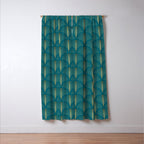 Art Deco Gold Fans on Turquoise Window Curtain Gallery Image 3