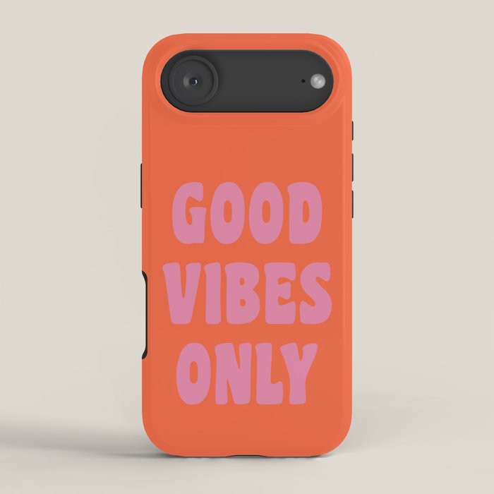 Retro Good Vibes Only Lettering in Pink and Orange iPhone Case Gallery Image 2