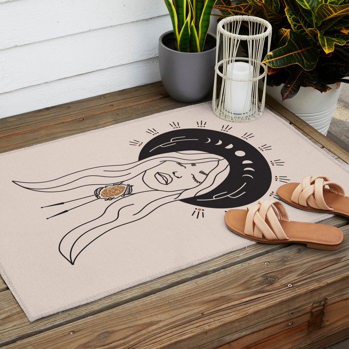 Desert Angel in Black & Cream Outdoor Rug Gallery Image 2