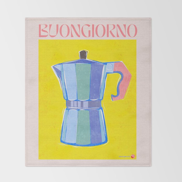 Buongiorno - Bold Retro Italian Coffee Maker Throw Blanket Gallery Image 2