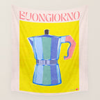 Buongiorno - Bold Retro Italian Coffee Maker Wall Tapestry Gallery Image 4