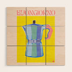 Buongiorno - Bold Retro Italian Coffee Maker Wood Wall Art Gallery Image 1