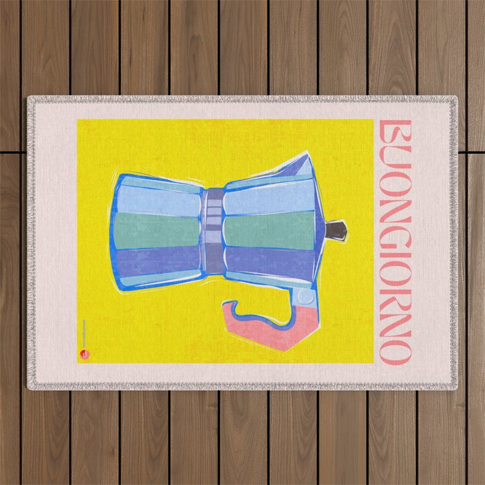 Buongiorno - Bold Retro Italian Coffee Maker Outdoor Rug Gallery Image 1