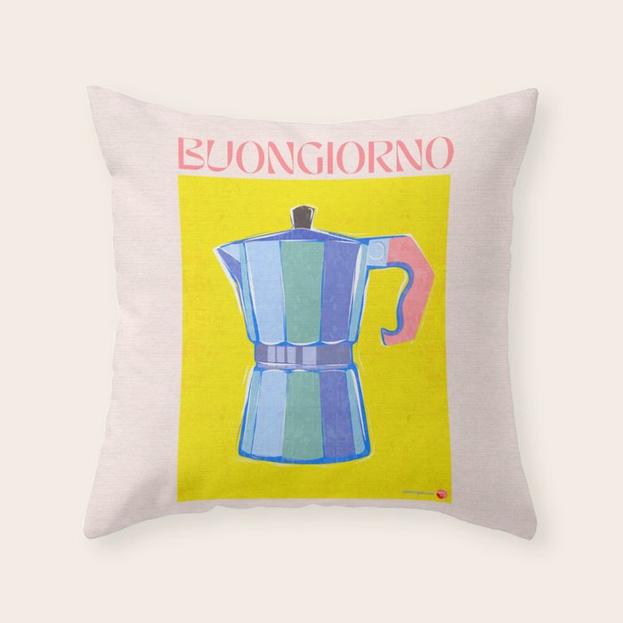 Buongiorno - Bold Retro Italian Coffee Maker Throw Pillow Gallery Image 6