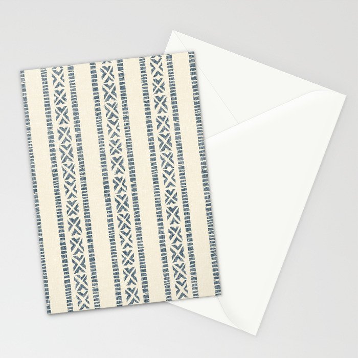 oceania vertical stripes - navy blue on cream Stationery Card Gallery Image 2