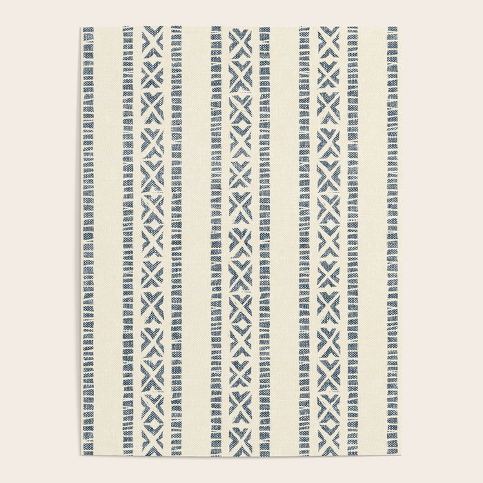 oceania vertical stripes - navy blue on cream Poster Gallery Image 4