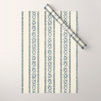 oceania vertical stripes - navy blue on cream Wrapping Paper Gallery Image 1