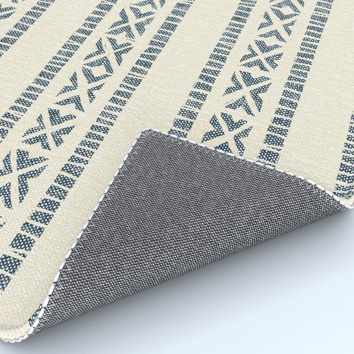 oceania vertical stripes - navy blue on cream Rug Gallery Image 4