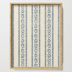 oceania vertical stripes - navy blue on cream Serving Tray Gallery Image 1