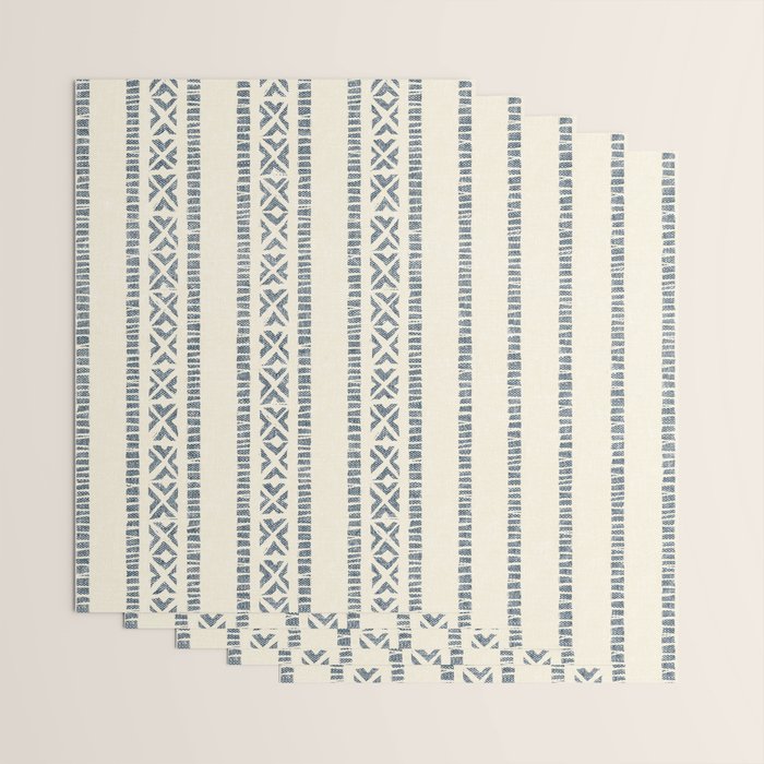 oceania vertical stripes - navy blue on cream Wrapping Paper Gallery Image 3