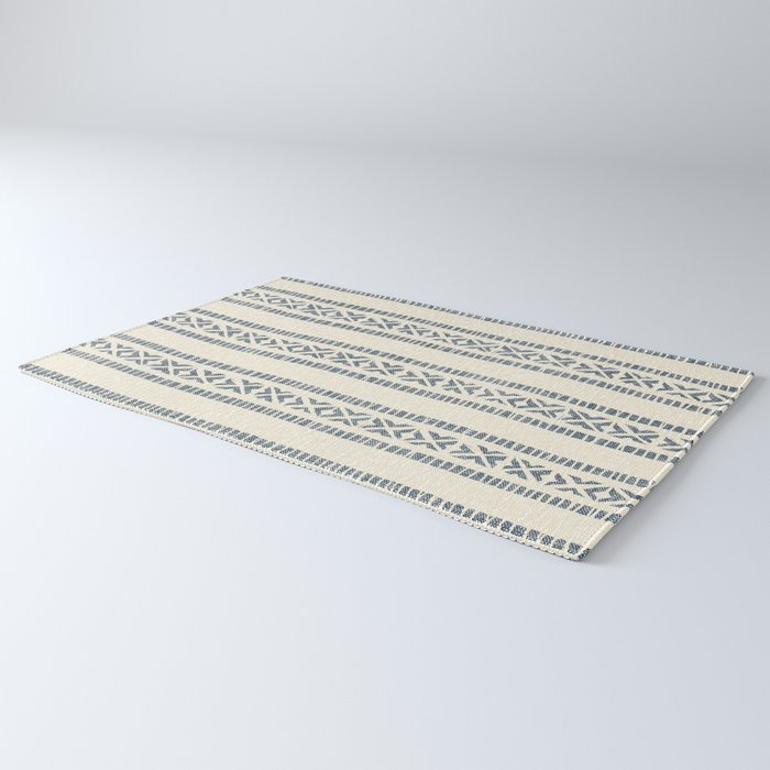 oceania vertical stripes - navy blue on cream Rug Gallery Image 3