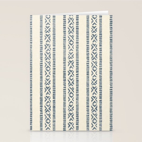 oceania vertical stripes - navy blue on cream Stationery Card Gallery Image 1