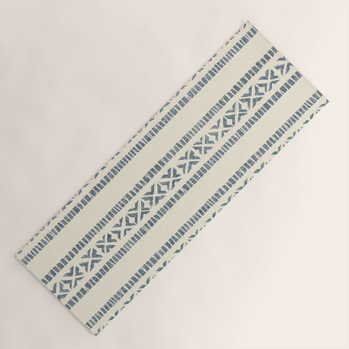 oceania vertical stripes - navy blue on cream Yoga Mat Gallery Image 1