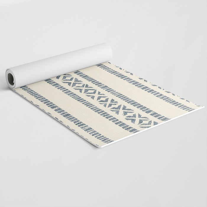 oceania vertical stripes - navy blue on cream Yoga Mat Gallery Image 2