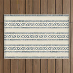 oceania vertical stripes - navy blue on cream Outdoor Rug Gallery Image 1