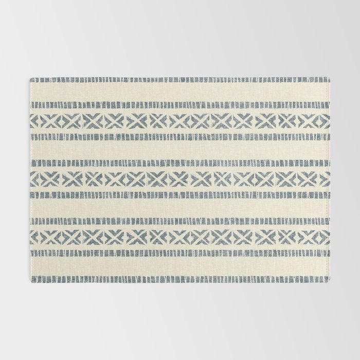 oceania vertical stripes - navy blue on cream Rug Gallery Image 2