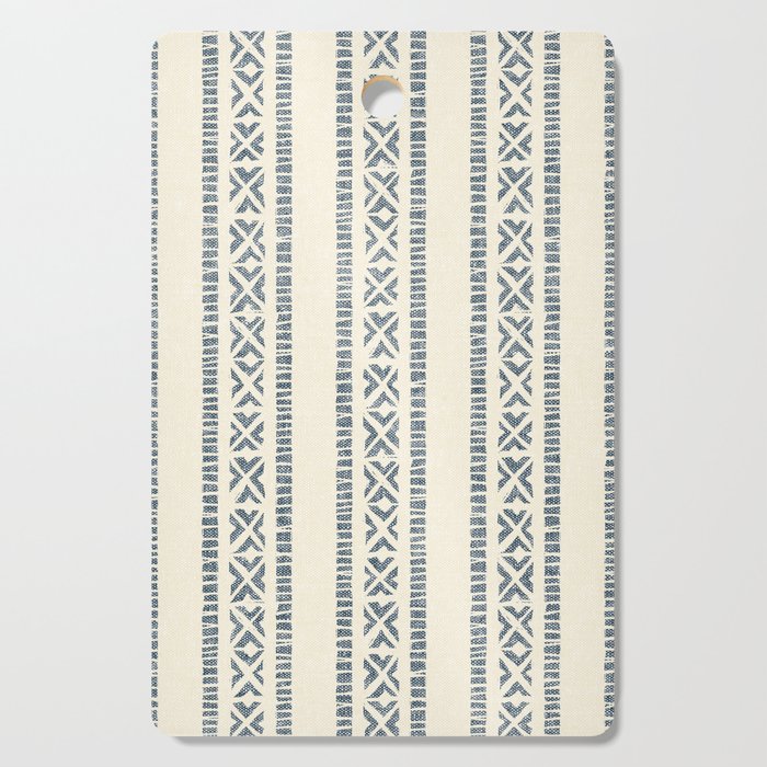 oceania vertical stripes - navy blue on cream Cutting Board Gallery Image 1