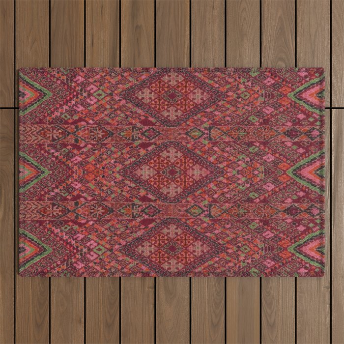 Vibrant Moroccan Kilim Pattern Outdoor Rug Gallery Image 1