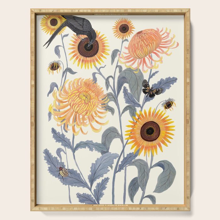 Crysanthmums and Sunflowers Serving Tray Gallery Image 1