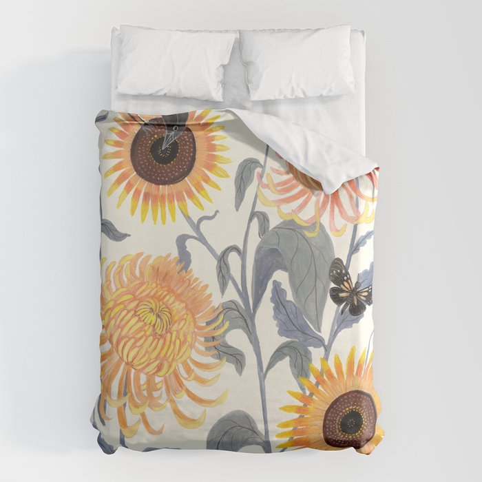 Crysanthmums and Sunflowers Duvet Cover Gallery Image 6