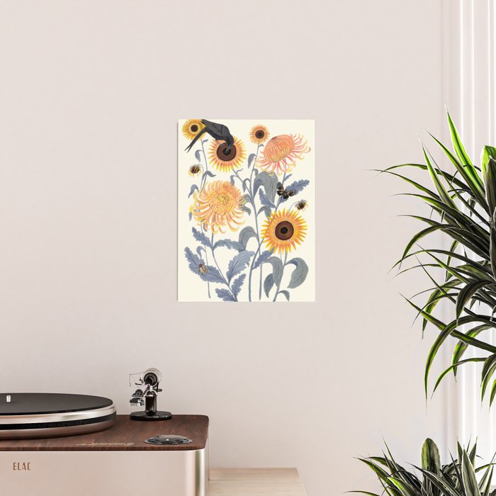 Crysanthmums and Sunflowers Poster Gallery Image 2