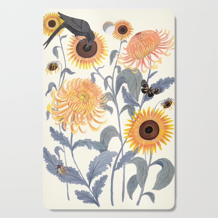 Crysanthmums and Sunflowers Cutting Board Gallery Image 1