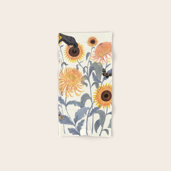 Crysanthmums and Sunflowers Bath Towel Gallery Image 1