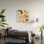 Crysanthmums and Sunflowers Wood Wall Art Gallery Image 2
