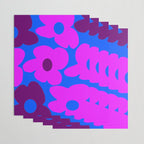 Large Pink and Purple Retro Flowers Blue Background #decor #society6 #buyart Wrapping Paper Gallery Image 3