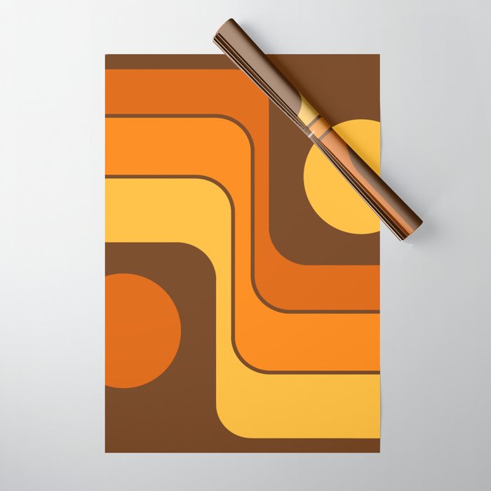 Retro 70s Style Geometric Design 747 Scandi Autumn Wrapping Paper Gallery Image 1
