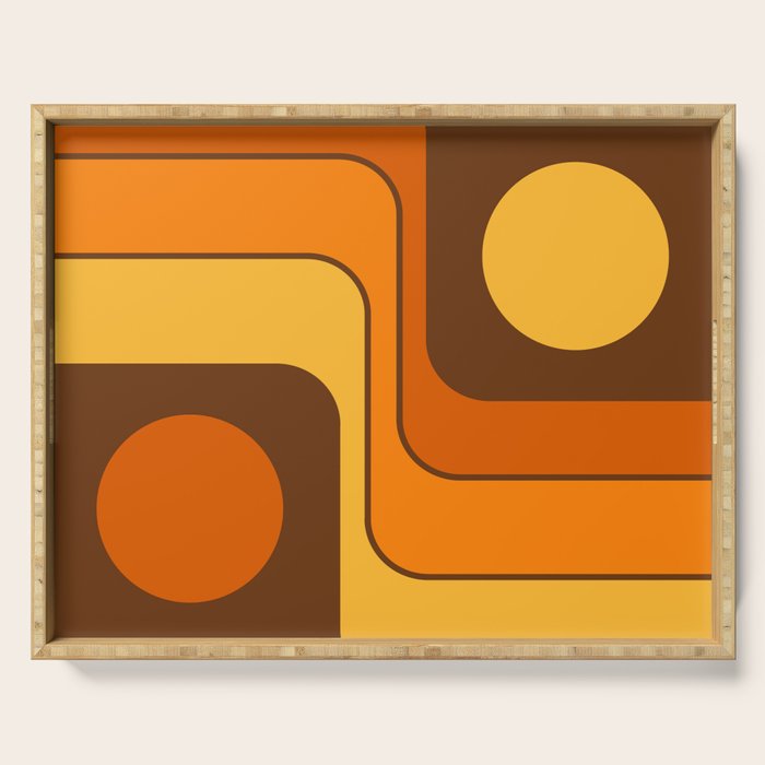 Retro 70s Style Geometric Design 747 Scandi Autumn Serving Tray Gallery Image 1