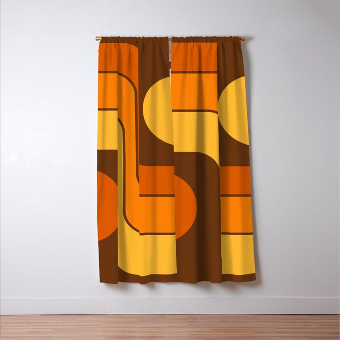 Retro 70s Style Geometric Design 747 Scandi Autumn Window Curtain Gallery Image 3