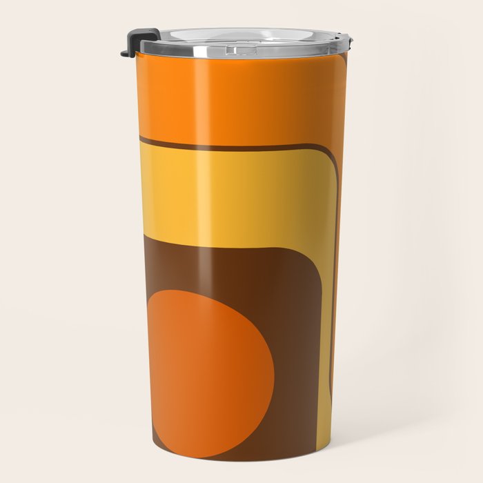Retro 70s Style Geometric Design 747 Scandi Autumn Travel Mug Gallery Image 3