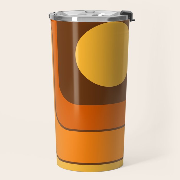 Retro 70s Style Geometric Design 747 Scandi Autumn Travel Mug Gallery Image 2