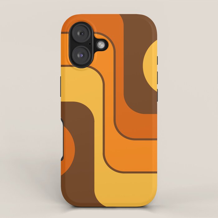 Retro 70s Style Geometric Design 747 Scandi Autumn iPhone Case Gallery Image 1