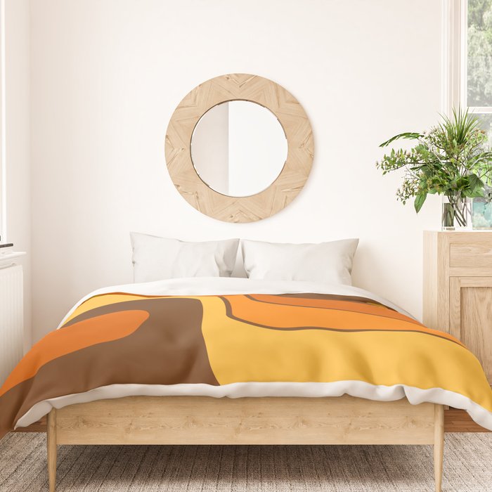 Retro 70s Style Geometric Design 747 Scandi Autumn Duvet Cover Gallery Image 3
