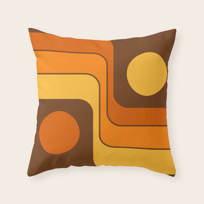 Retro 70s Style Geometric Design 747 Scandi Autumn Throw Pillow Gallery Image 6